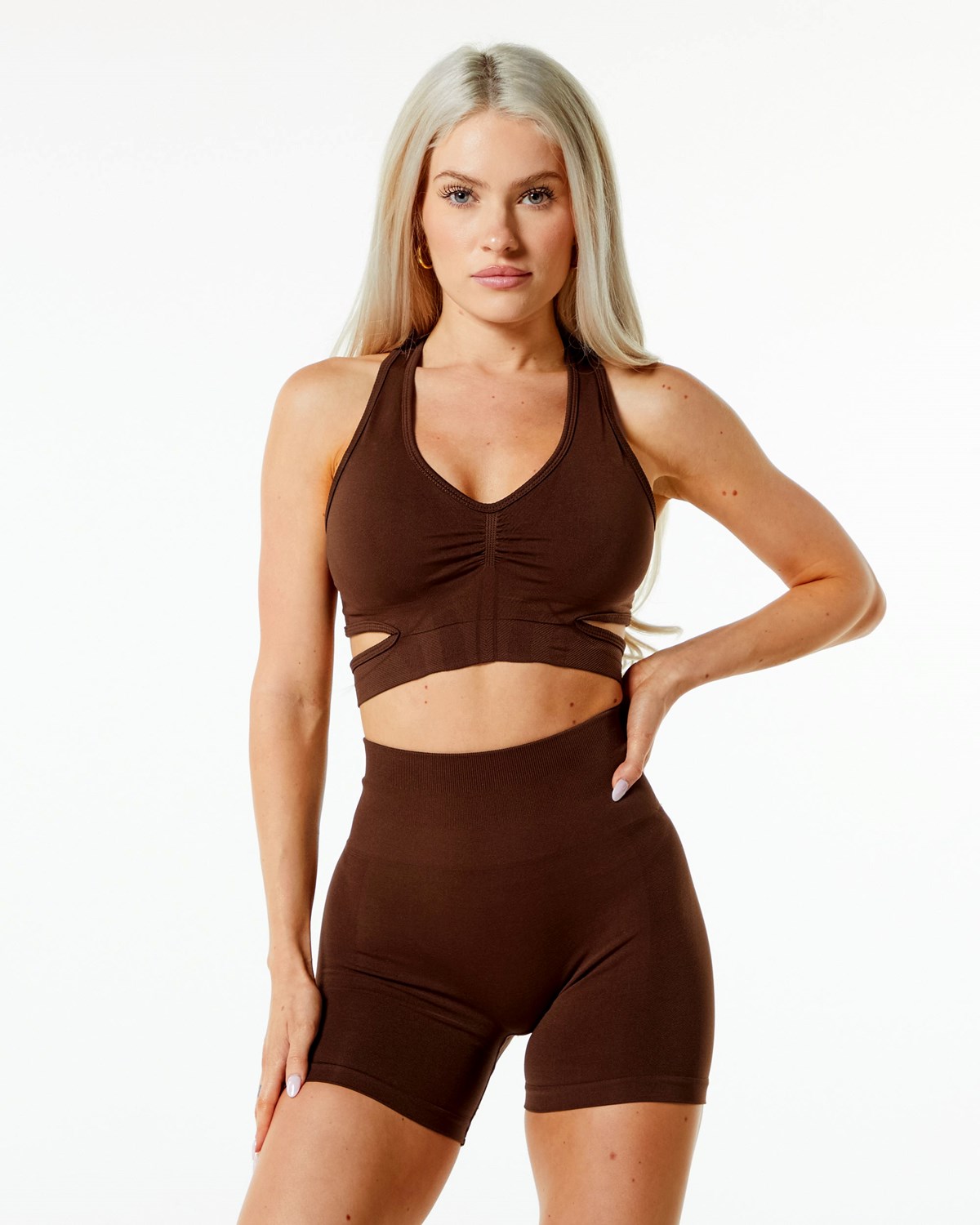 Alphalete High-Impact Seamless Sports Bra Marron Femme | VTM-86724875