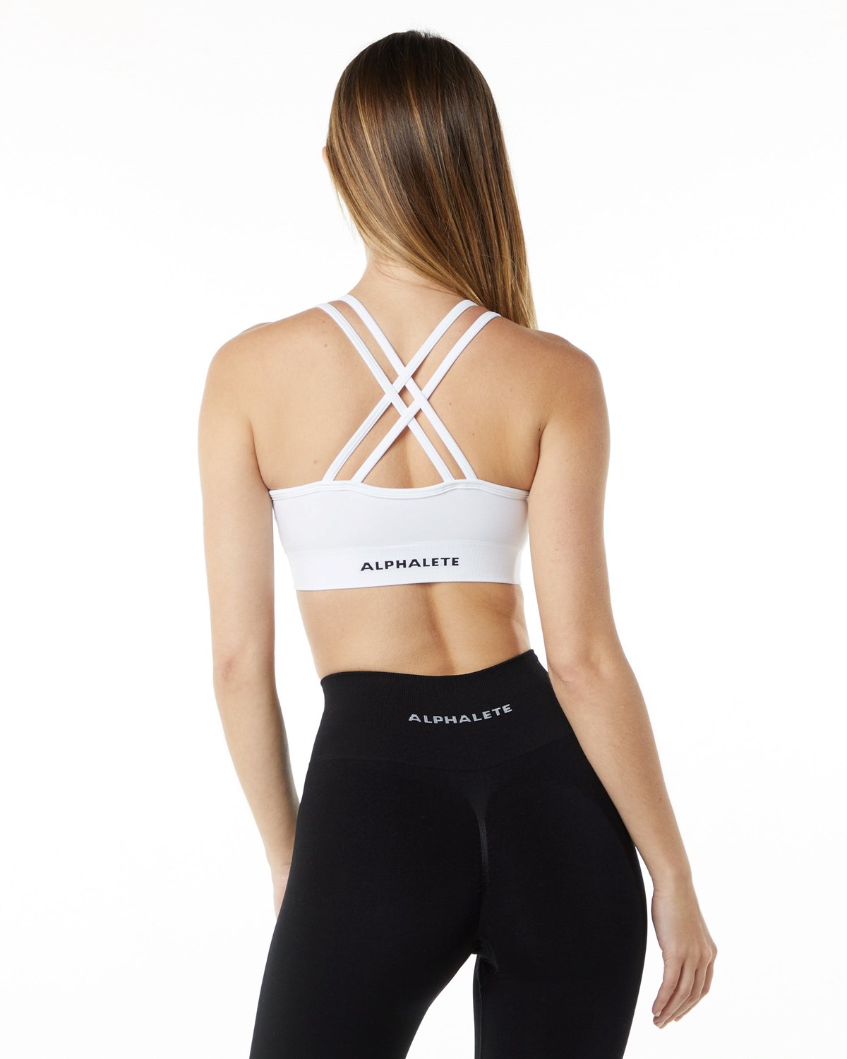 Alphalete Medium-Impact Seamless Sports Bra Blanche Femme | UZY-10037484