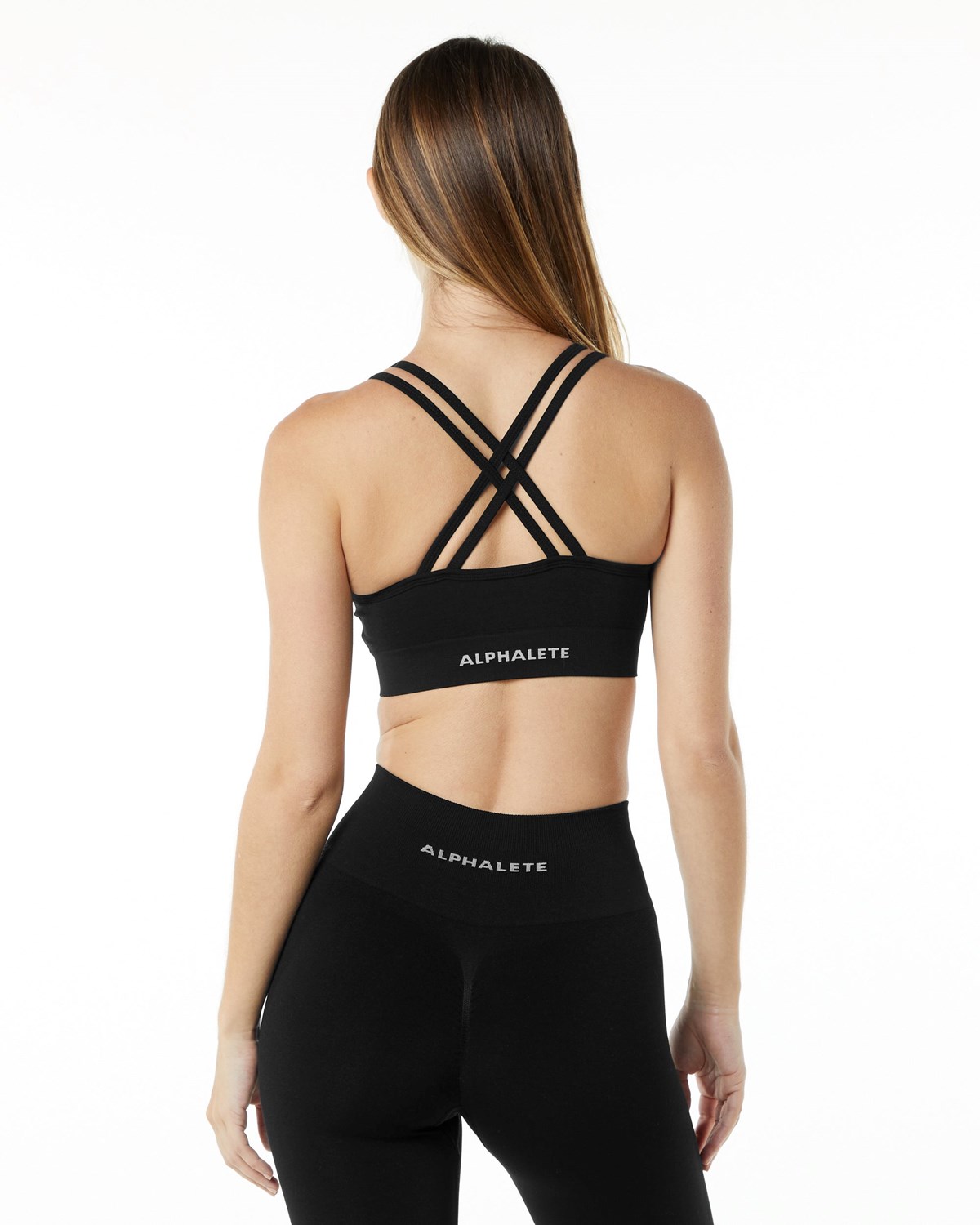 Alphalete Medium-Impact Seamless Sports Bra Noir Femme | QGS-38203577