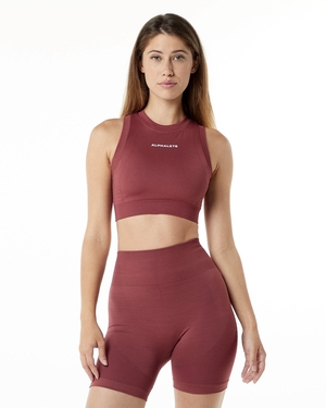 Alphalete High Performance Seamless Crop Bra Gingerbread Femme | BWL-23397619