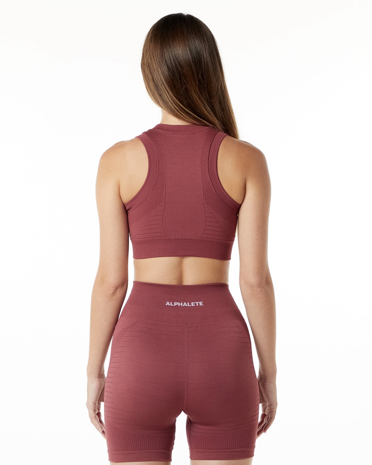 Alphalete High Performance Seamless Crop Bra Gingerbread Femme | BWL-23397619