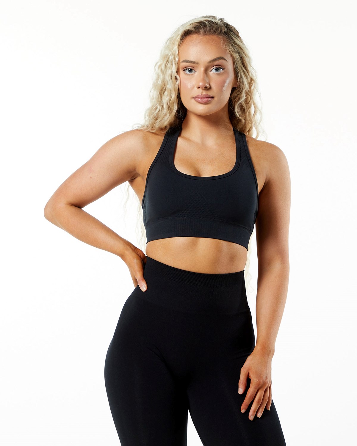 Alphalete High-Impact Seamless Sports Bra Noir Femme | ETD-54368896