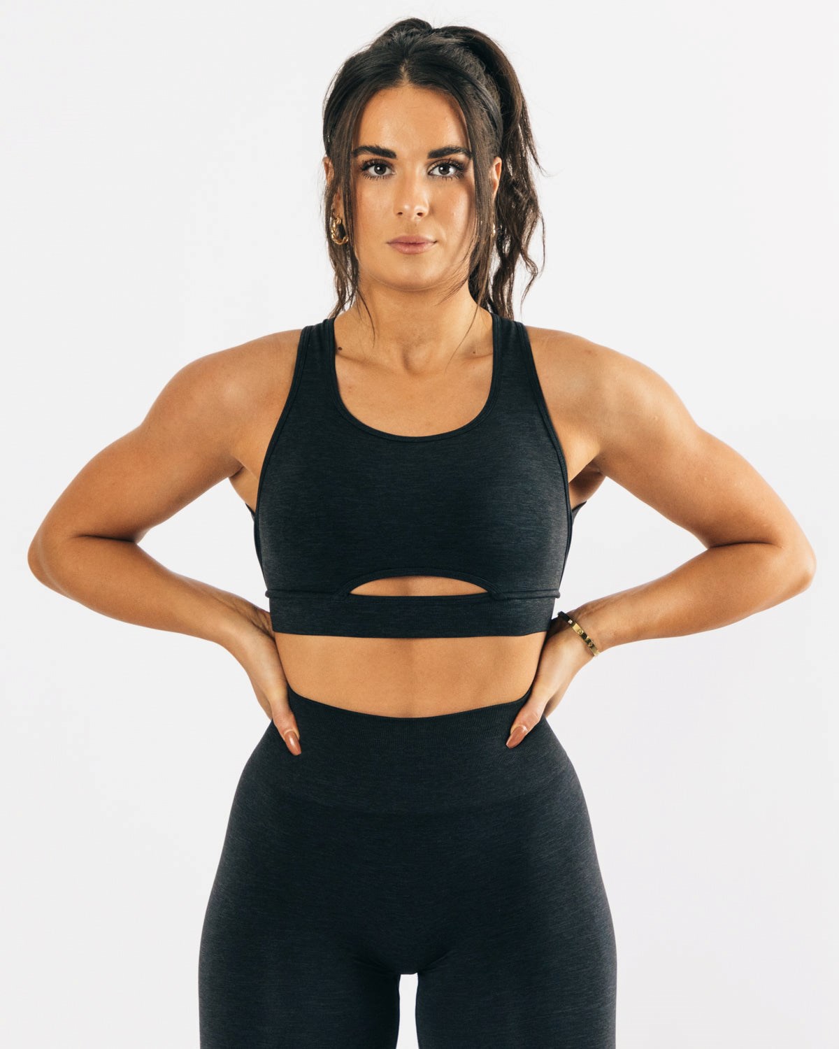 Alphalete High-Impact Seamless Sports Bra Noir Femme | UPW-04715398