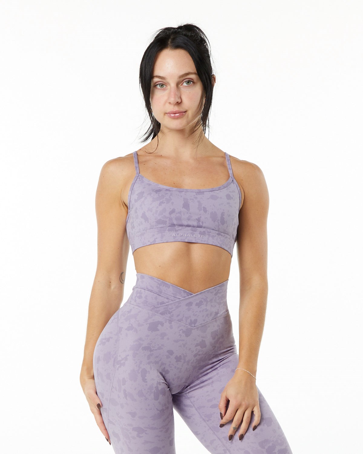 Alphalete Single Brushed Bra Pebble Print Misty Lilac Femme | MEJ-03493240