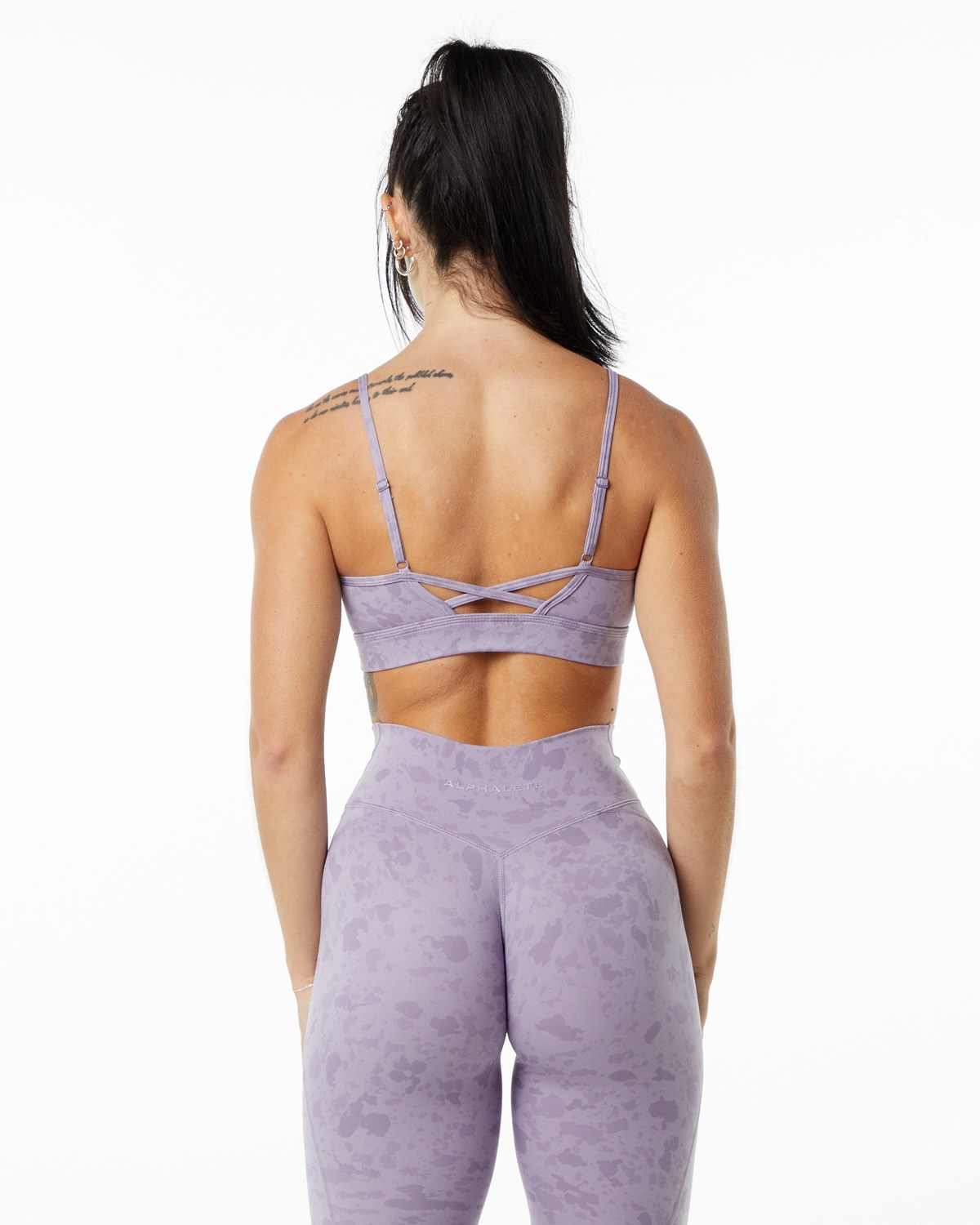 Alphalete Single Brushed Bra Pebble Print Misty Lilac Femme | MEJ-03493240