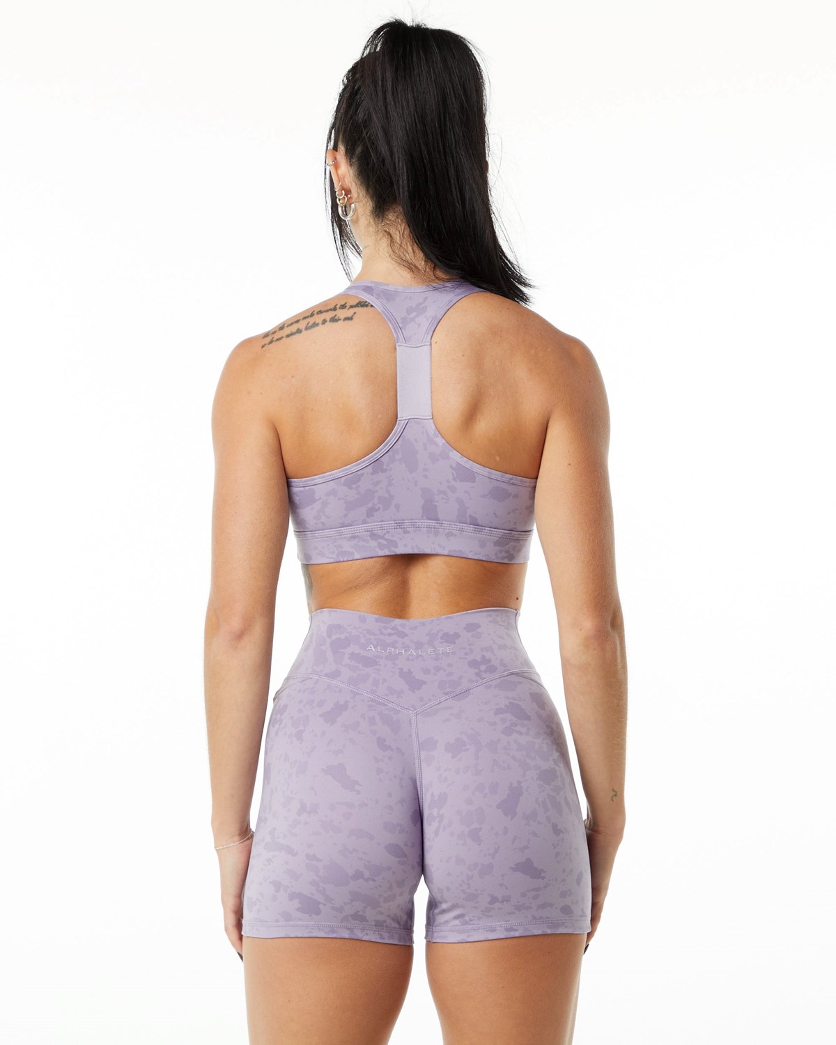 Alphalete Single Brushed Bra Pebble Print Misty Lilac Femme | YGC-72995035