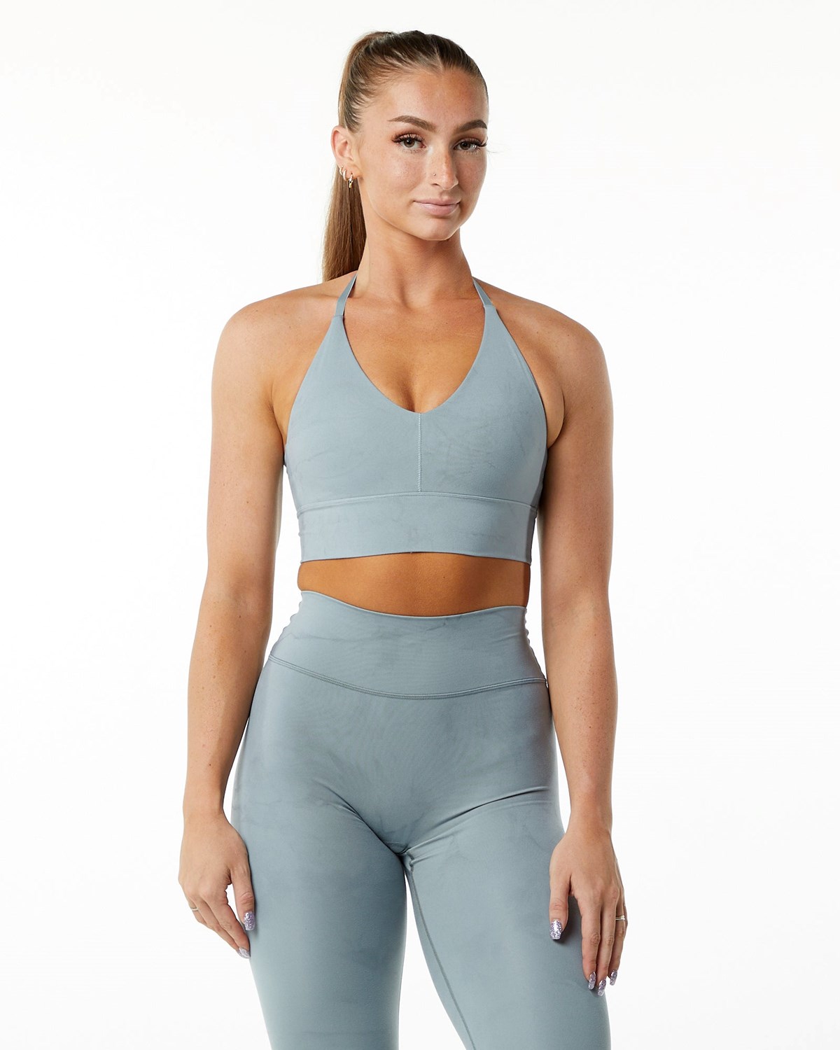 Alphalete Medium-Impact Luxury Sports Bra Washed Denim Femme | GGD-41715590