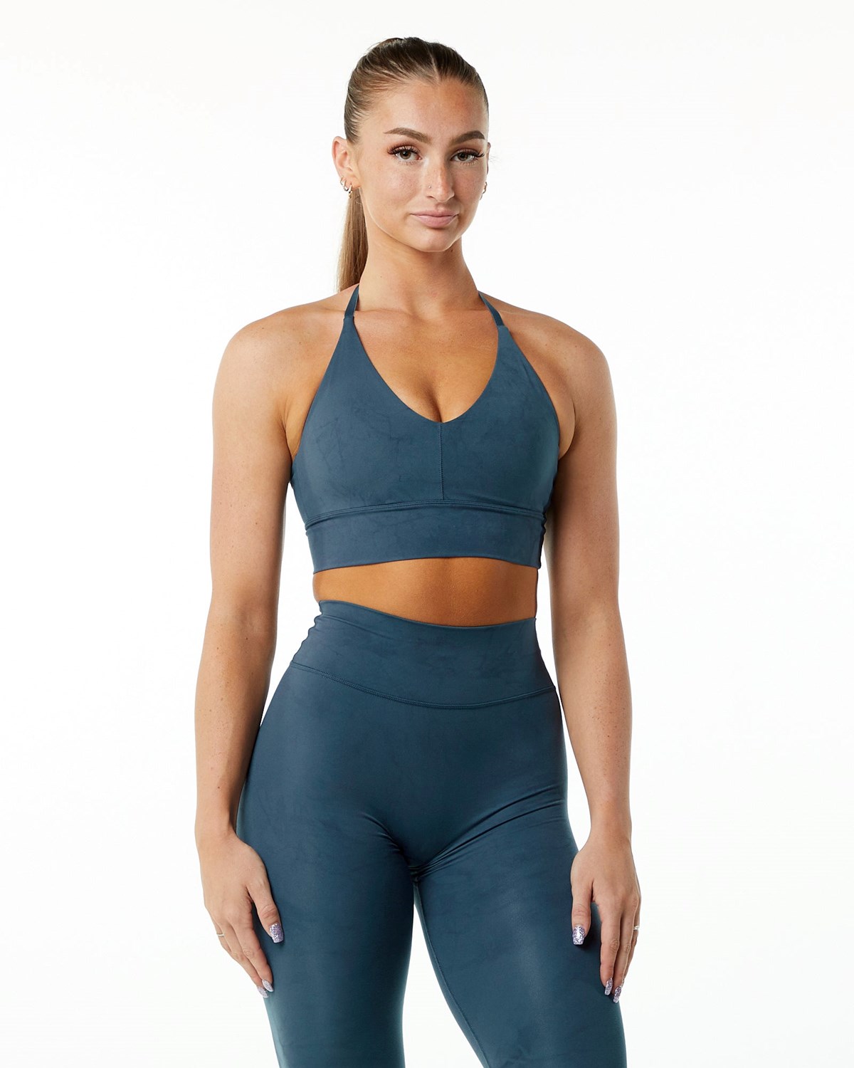 Alphalete Medium-Impact Luxury Sports Bra Bleu Femme | OEL-86031976