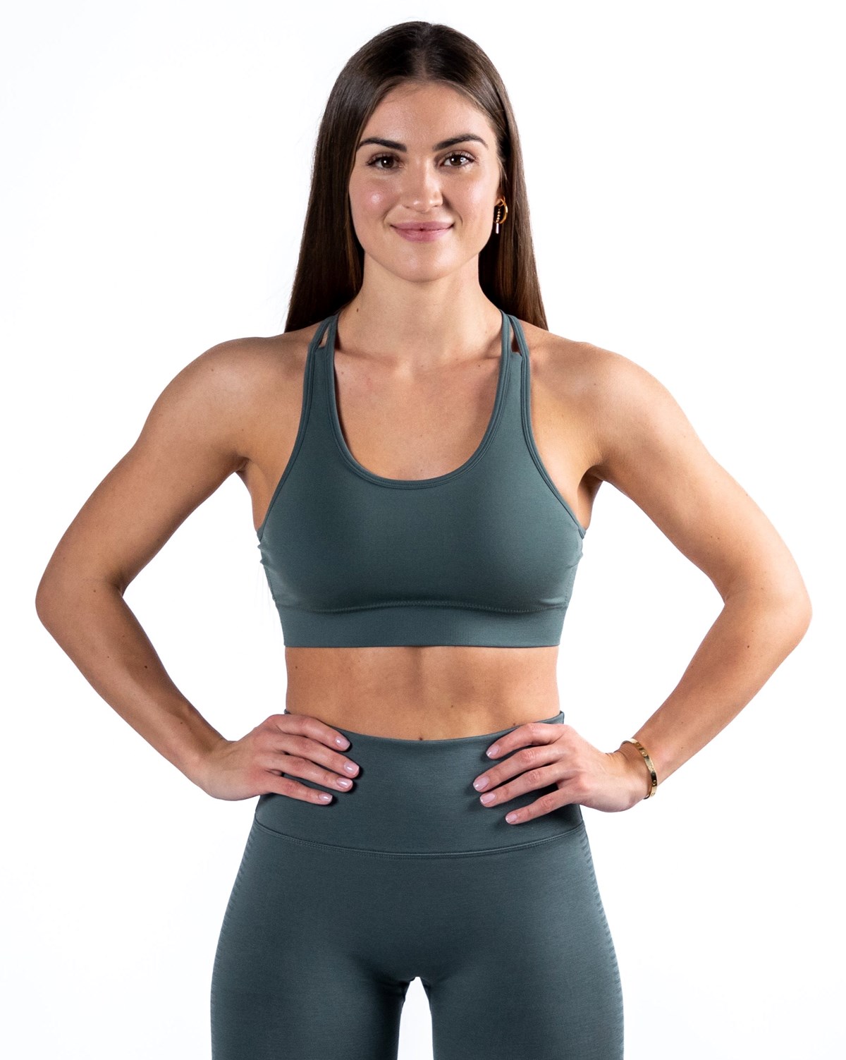 Alphalete Medium-Impact Seamless Sports Bra Charcoal Femme | JRQ-22018219