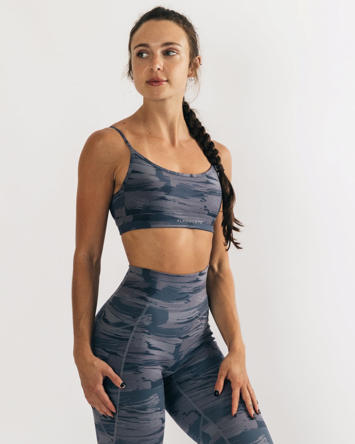 Alphalete Medium Impact Bra Grise Camouflage Femme | ESQ-59320828