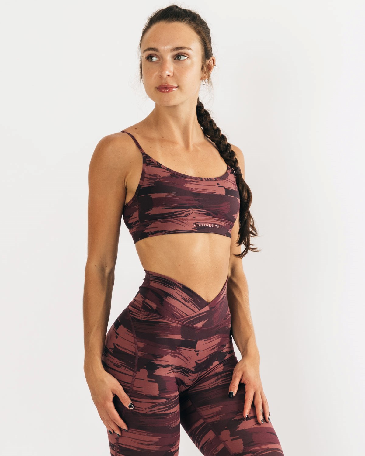 Alphalete Medium Impact Bra Bordeaux Camouflage Femme | DHT-39785468