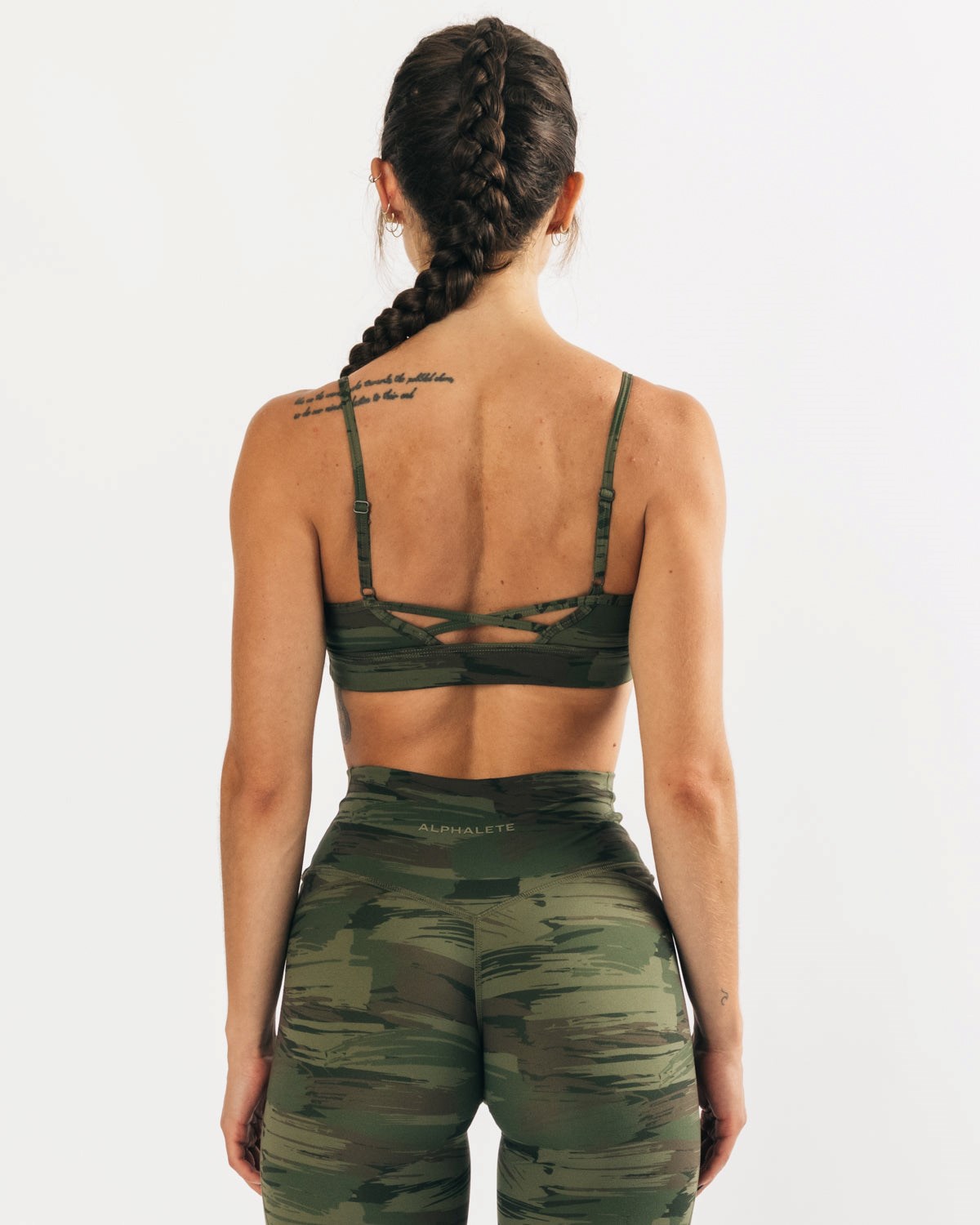 Alphalete Medium Impact Bra Vert Olive Camouflage Femme | IZU-26510779