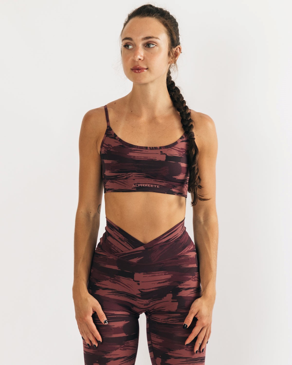 Alphalete Medium Impact Bra Bordeaux Camouflage Femme | DHT-39785468