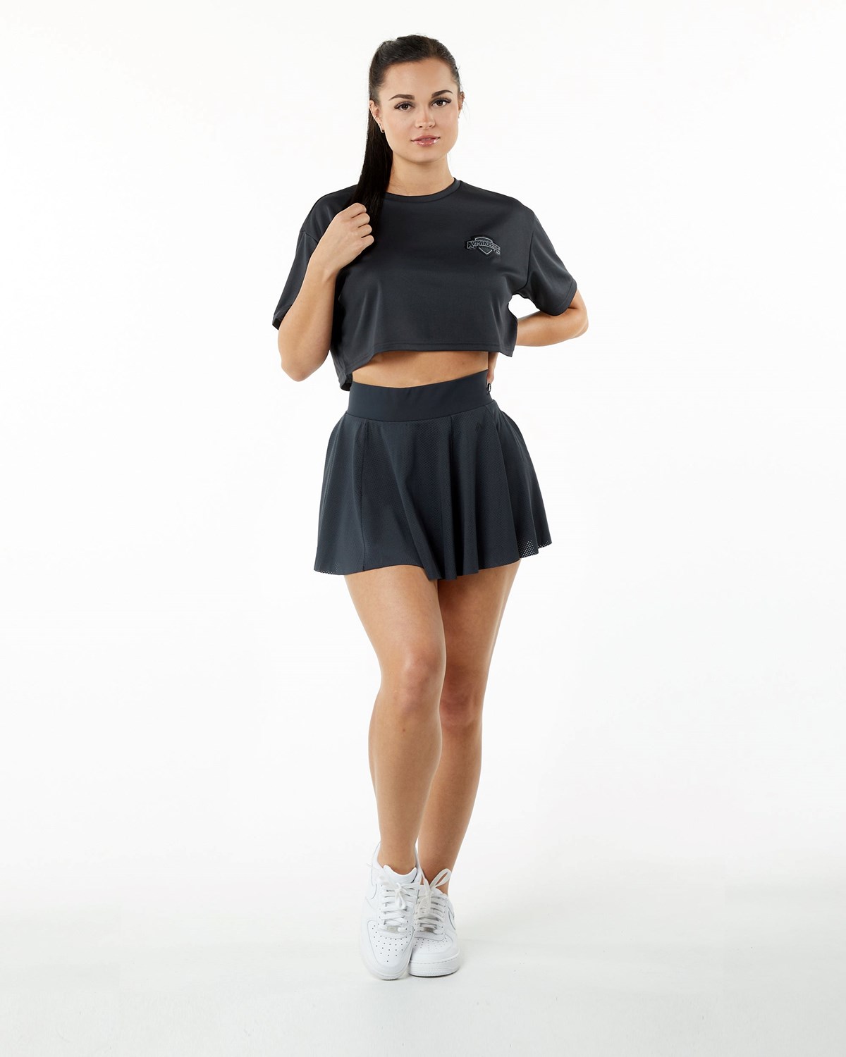 Alphalete Compression Doublée Mesh Skirt Noir Femme | HQB-17250523