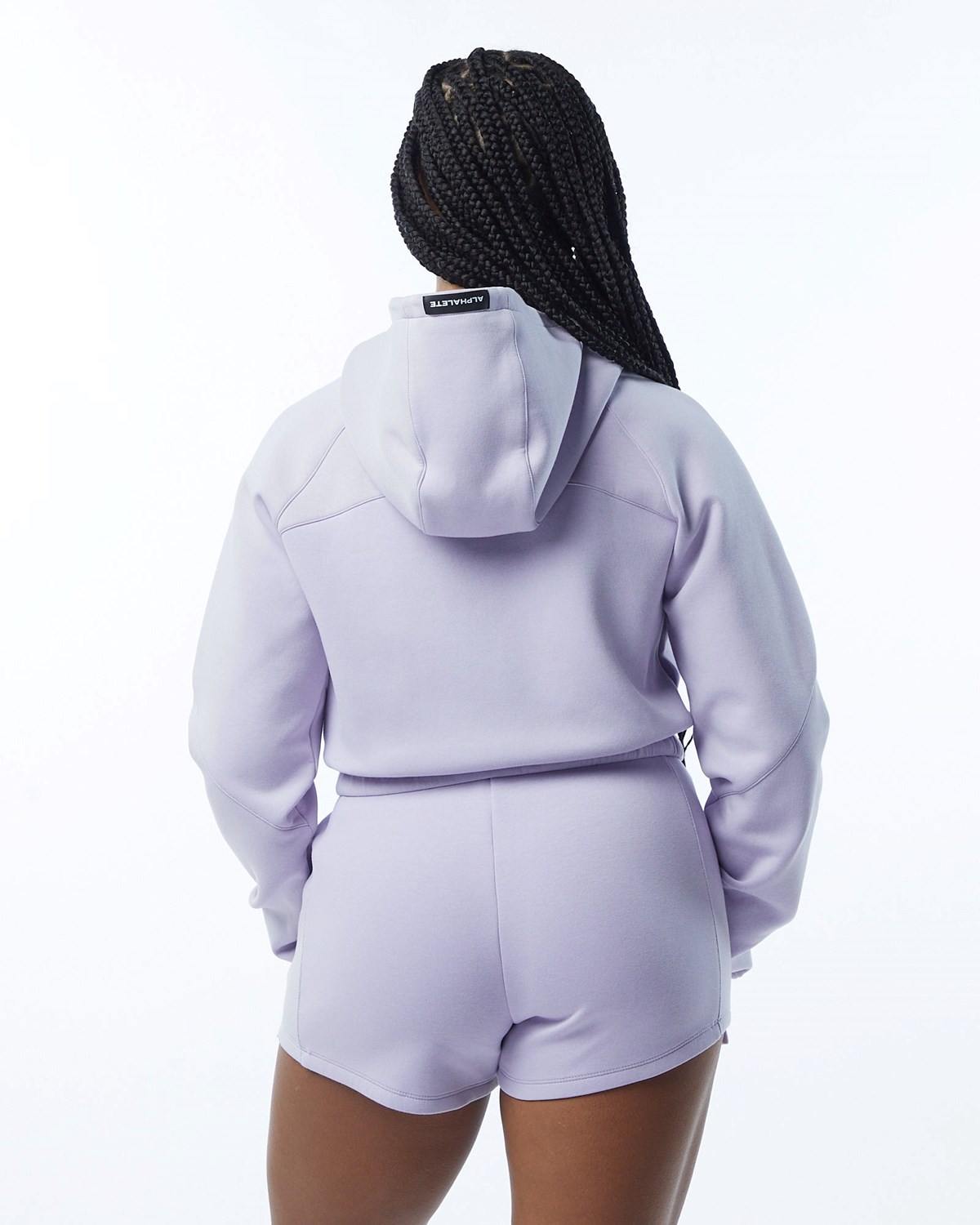 Alphalete Interlock Knit Crop-Zip Hoodie Lilac Femme | GEU-62800653