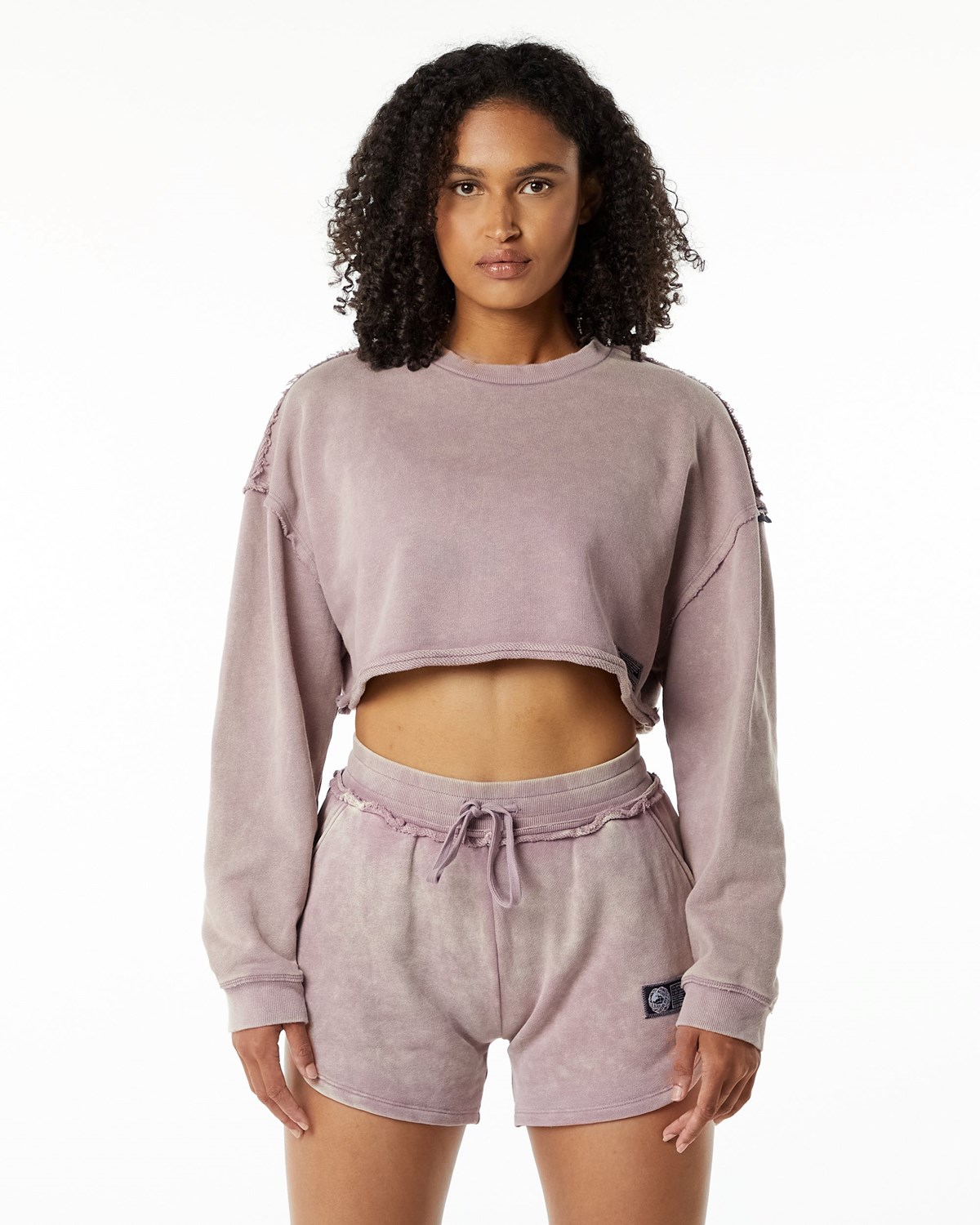 Alphalete Heavyweight Washed Terry Crop Pullover Rose Femme | UXC-34664923