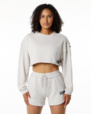 Alphalete Heavyweight Washed Terry Crop Pullover Moonstone Femme | QKN-49539129