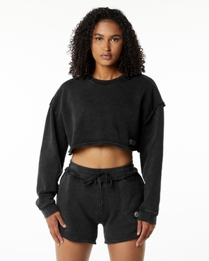 Alphalete Heavyweight Washed Terry Crop Pullover Onyx Femme | UZB-75333694