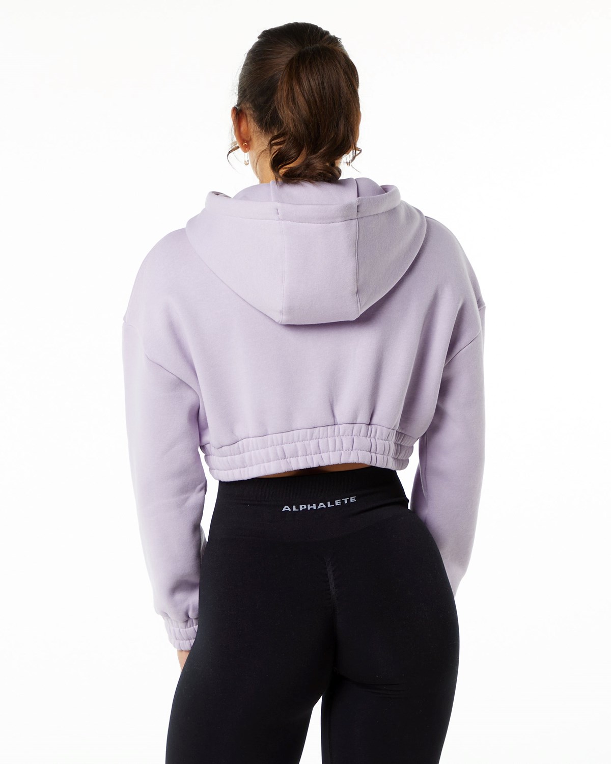 Alphalete Brushed Fleece Half-Zip Crop Hoodie Misty Lilac Femme | SOC-91785496