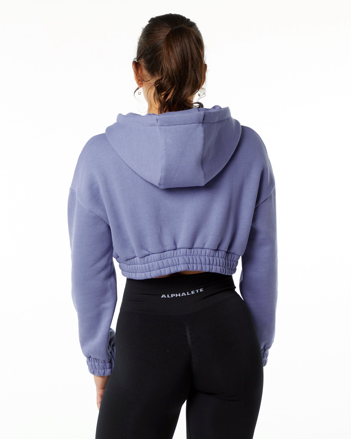 Alphalete Brushed Fleece Half-Zip Crop Hoodie Digital Violet Femme | CBO-72240584