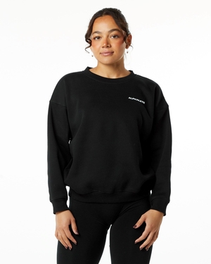 Alphalete Brushed Fleece Crewneck Pull Noir Femme | ZNM-92662993