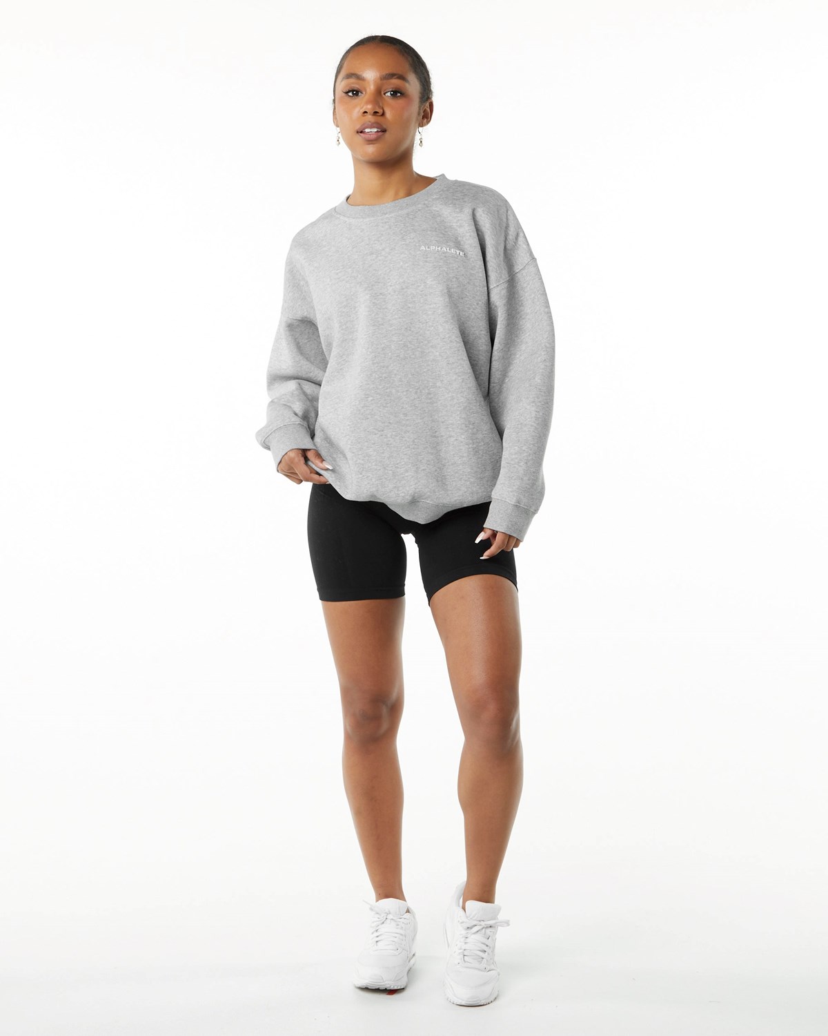 Alphalete Brushed Fleece Crewneck Pull Grise Femme | KQB-87719540