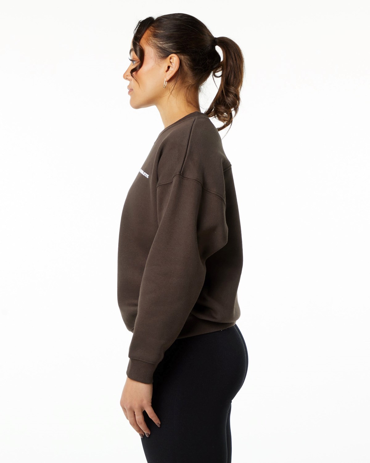 Alphalete Brushed Fleece Crewneck Pull Marron Femme | TAY-05458825