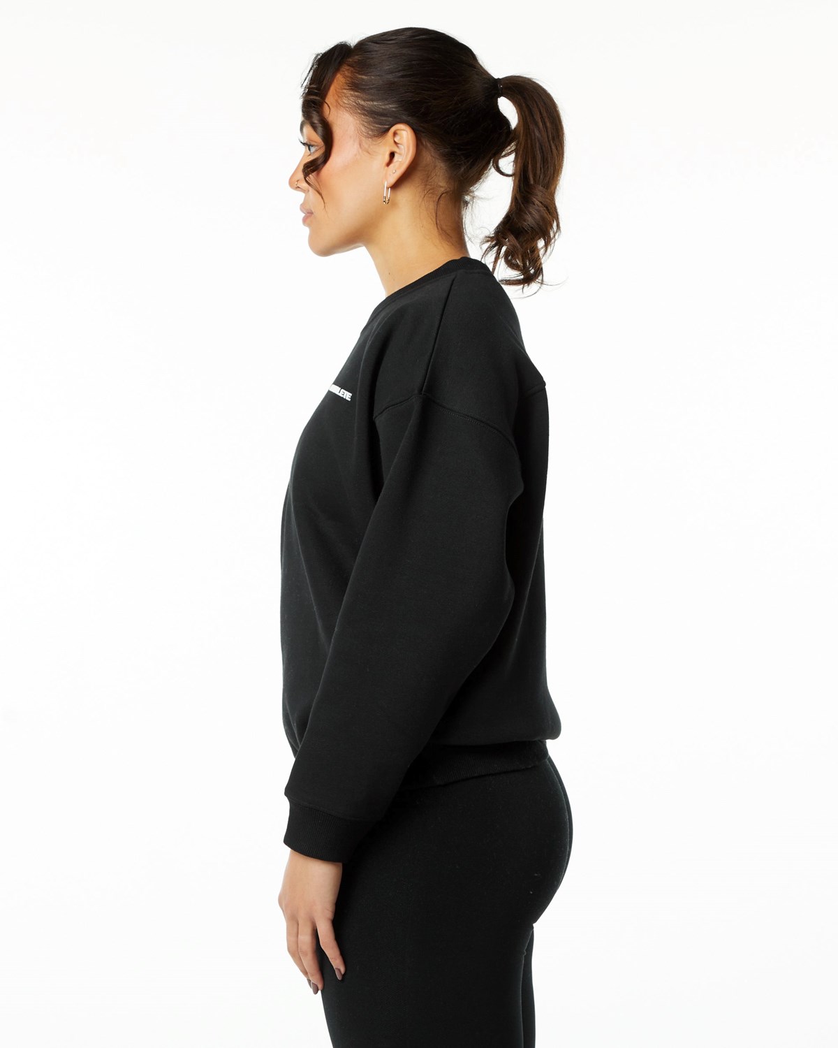 Alphalete Brushed Fleece Crewneck Pull Noir Femme | ZNM-92662993