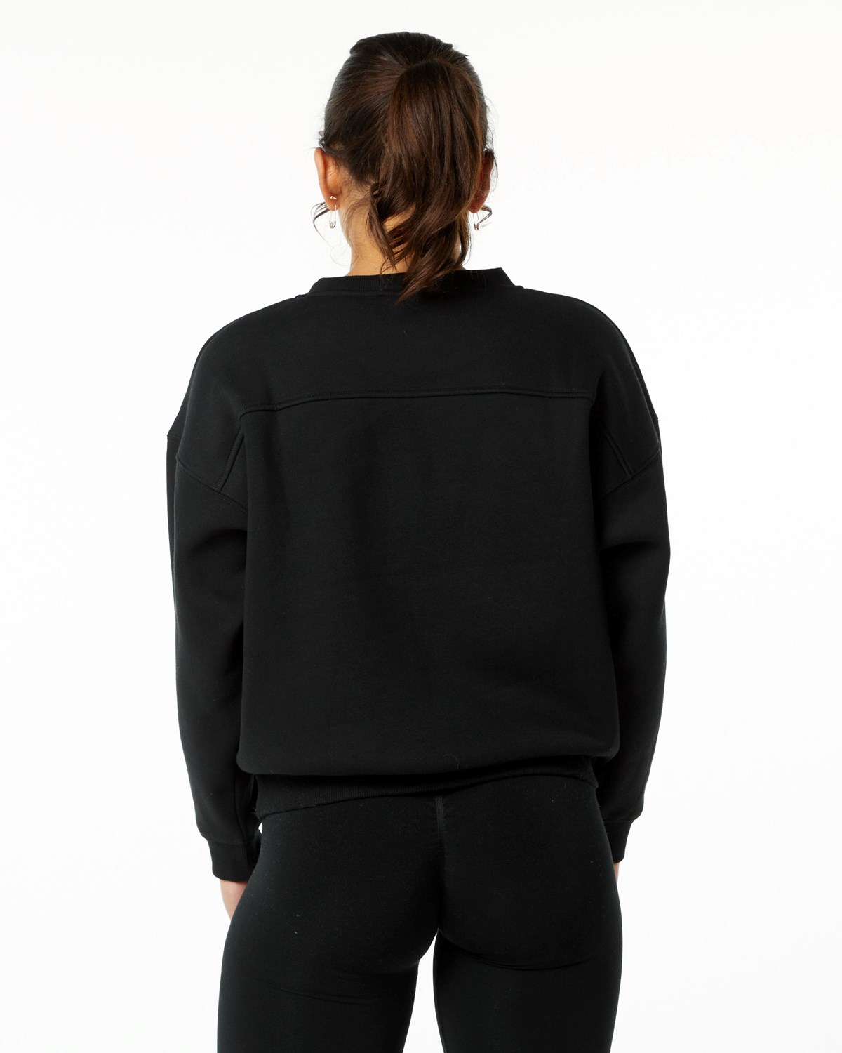 Alphalete Brushed Fleece Crewneck Pull Noir Femme | ZNM-92662993