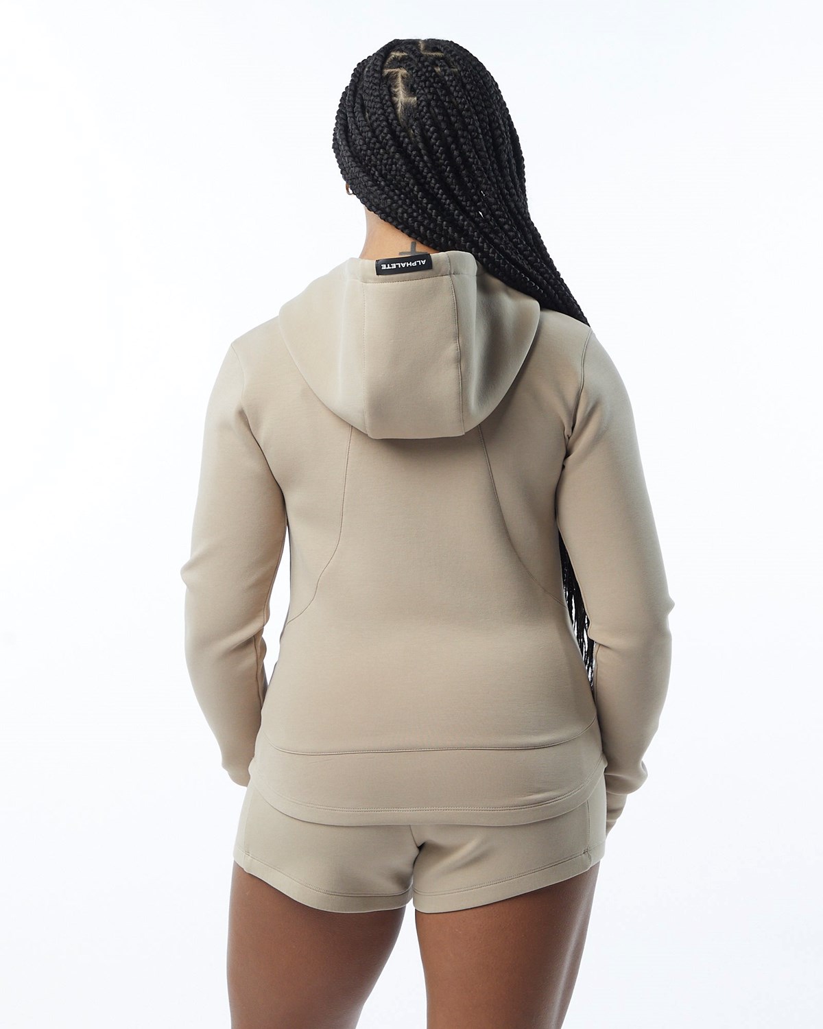 Alphalete Interlock Knit Full-Zip Hoodie Tan Femme | QDW-78606528