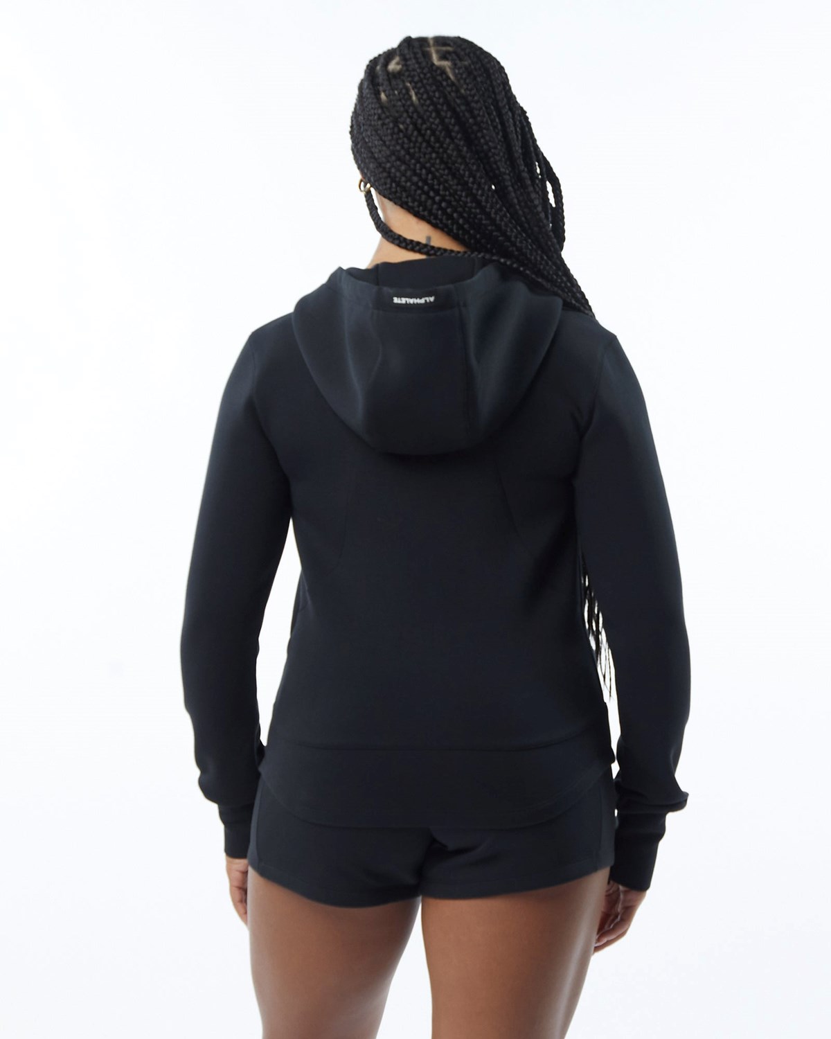 Alphalete Interlock Knit Full-Zip Hoodie Noir Femme | UDC-40581196