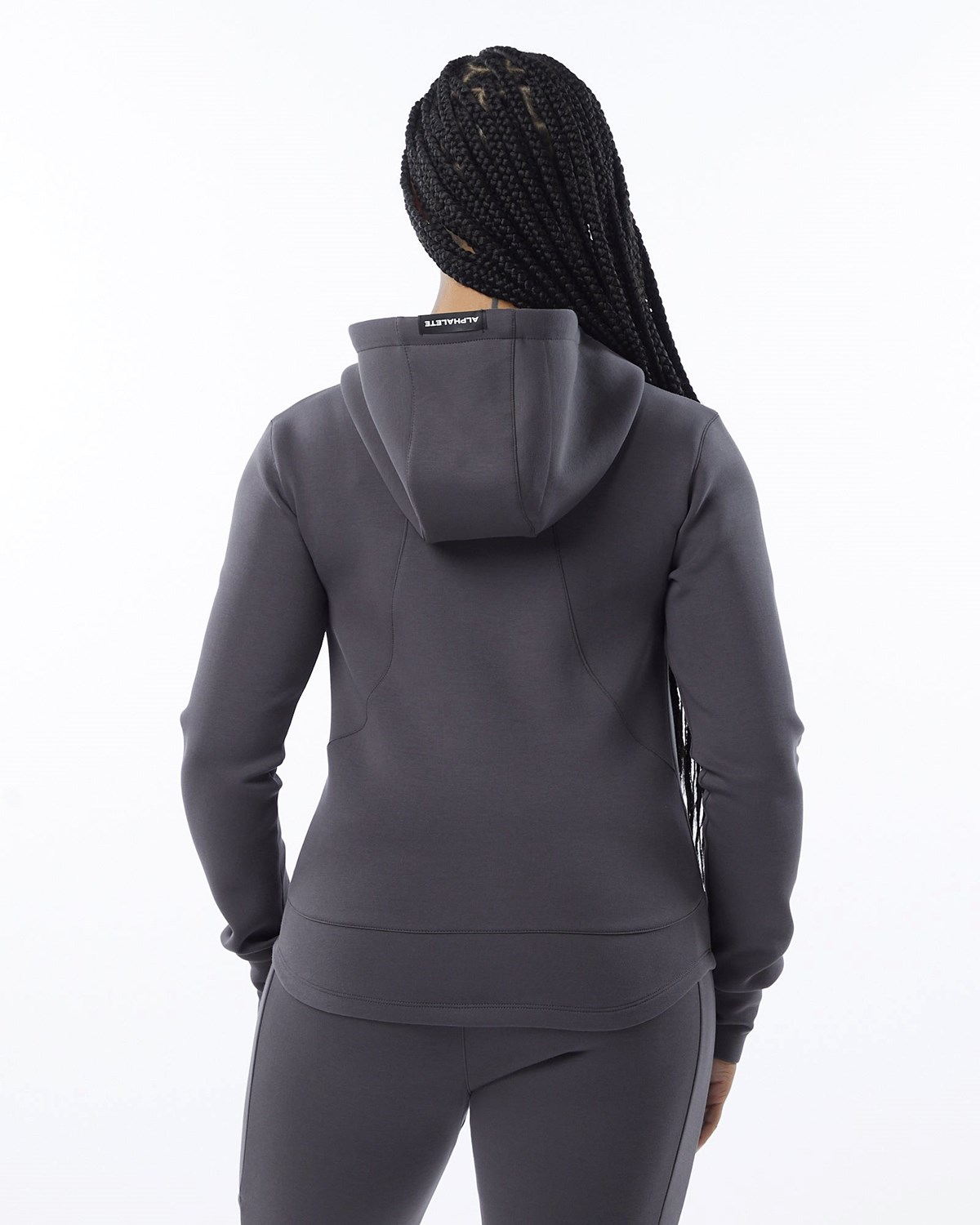 Alphalete Interlock Knit Full-Zip Hoodie Charcoal Femme | YZH-49287736