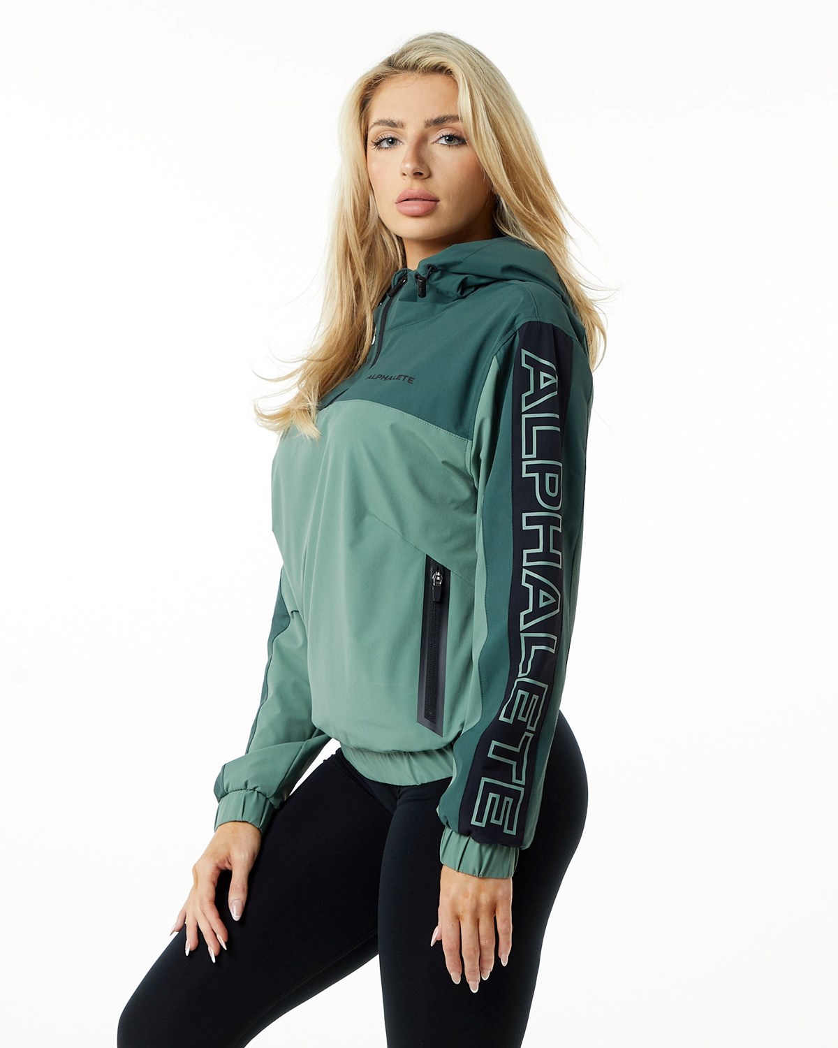 Alphalete Woven Performance Jacket Wild Sage Femme | DWR-76444988