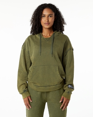 Alphalete Heavyweight Washed Terry Hoodie Vert Femme | OFO-96044415