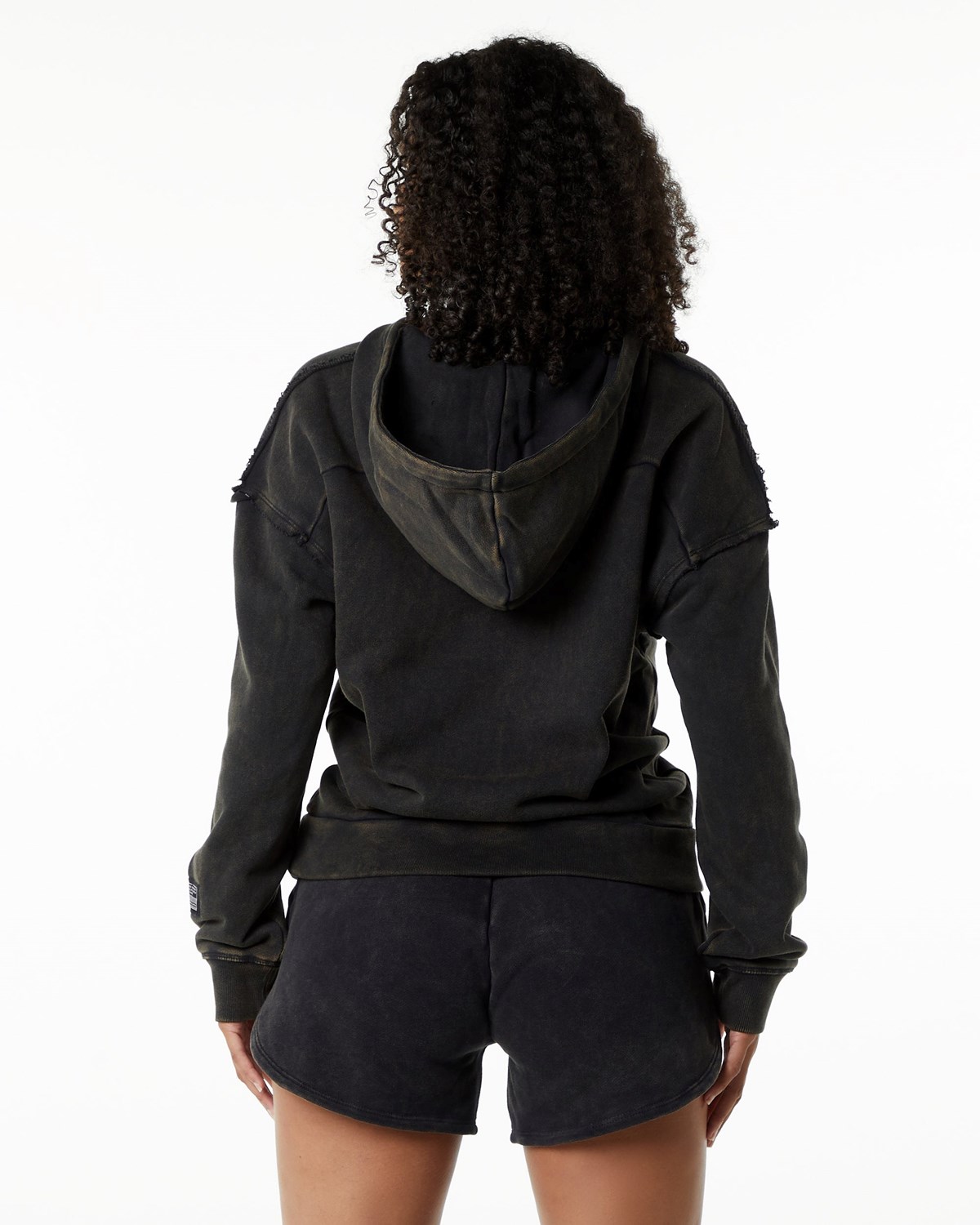 Alphalete Heavyweight Washed Terry Hoodie Onyx Femme | SAT-70310025