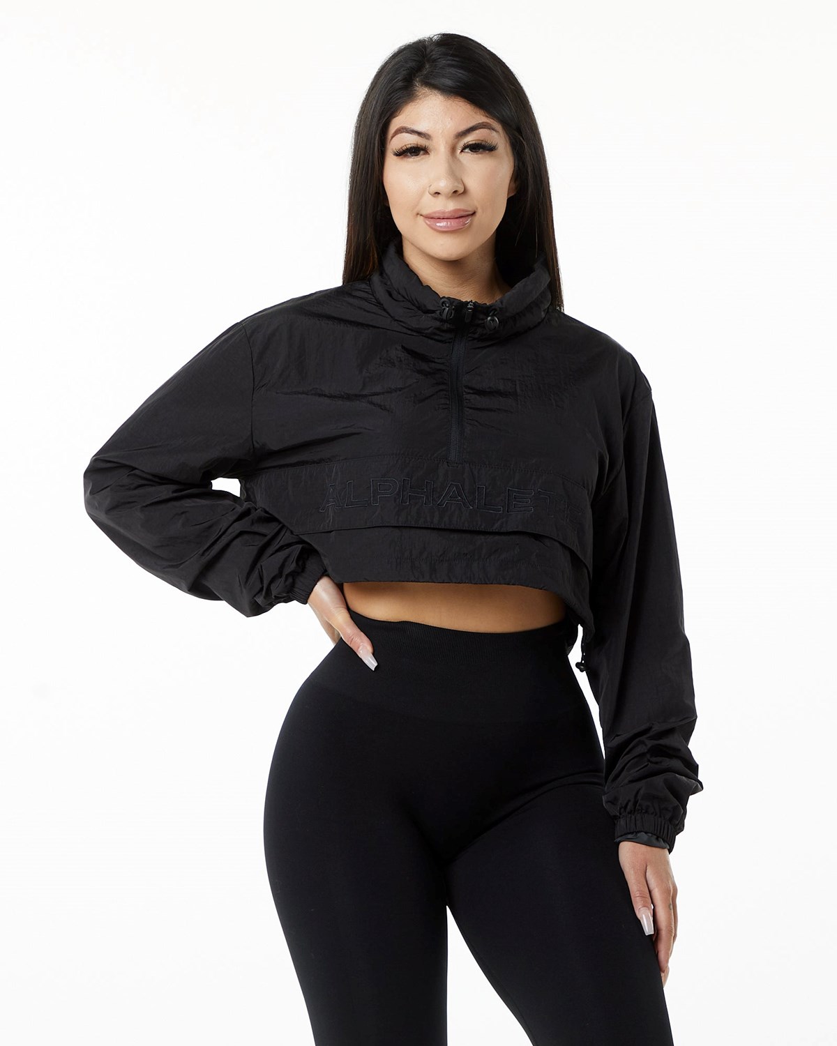 Alphalete All-Purpose Crop Jacket Noir Femme | VTE-69334277