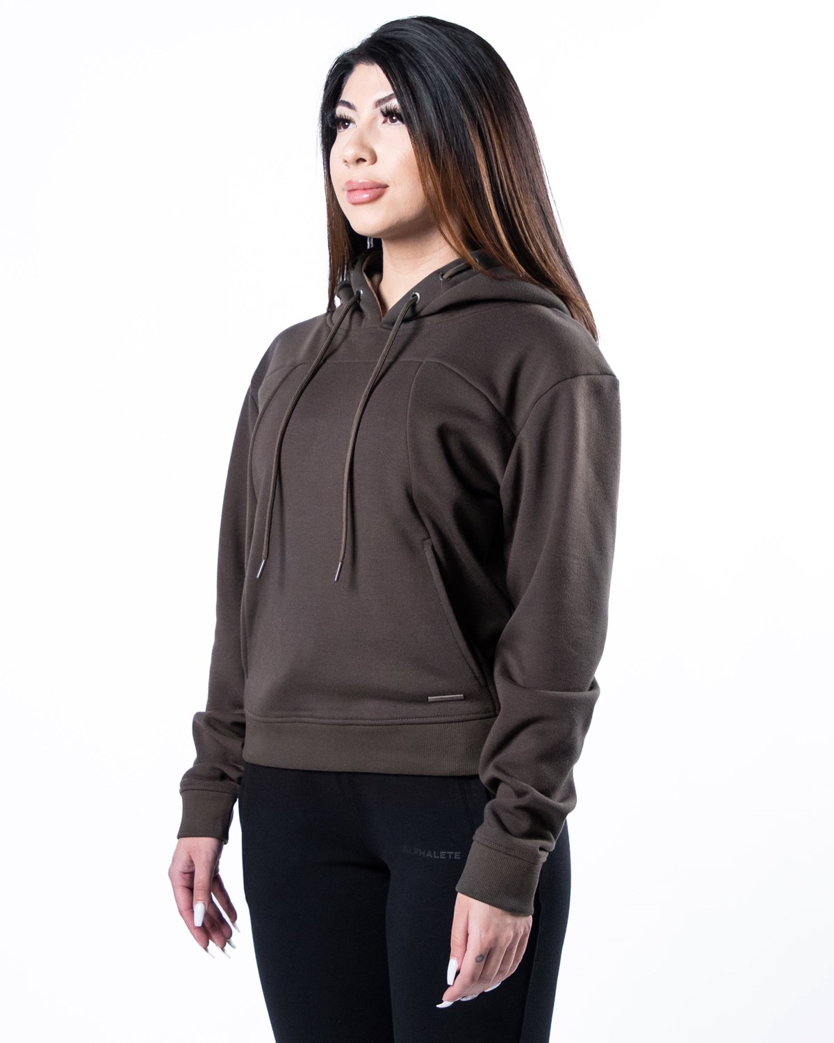 Alphalete Luxury Velvet Doublée Hoodie Marron Foncé Femme | EMK-13459101