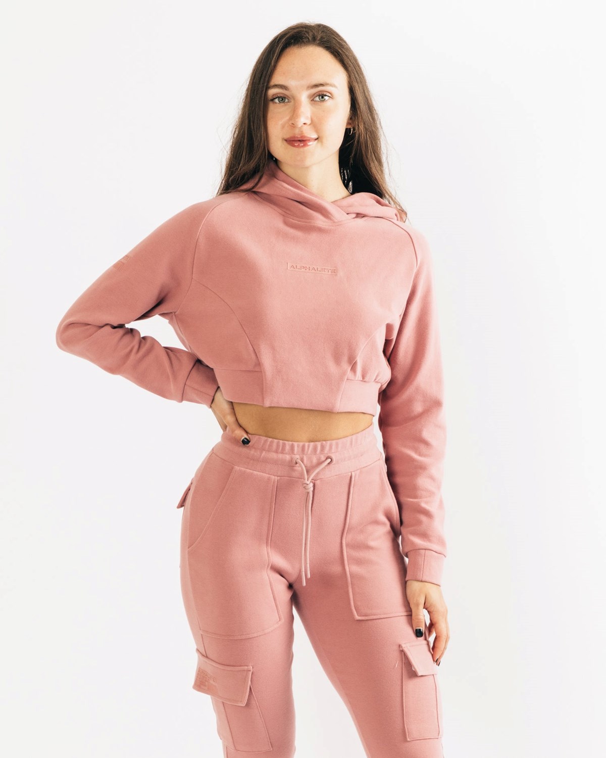 Alphalete Relaxed Single-Brushed Pullover Hoodie Cranberry Ice Femme | LDF-60895024