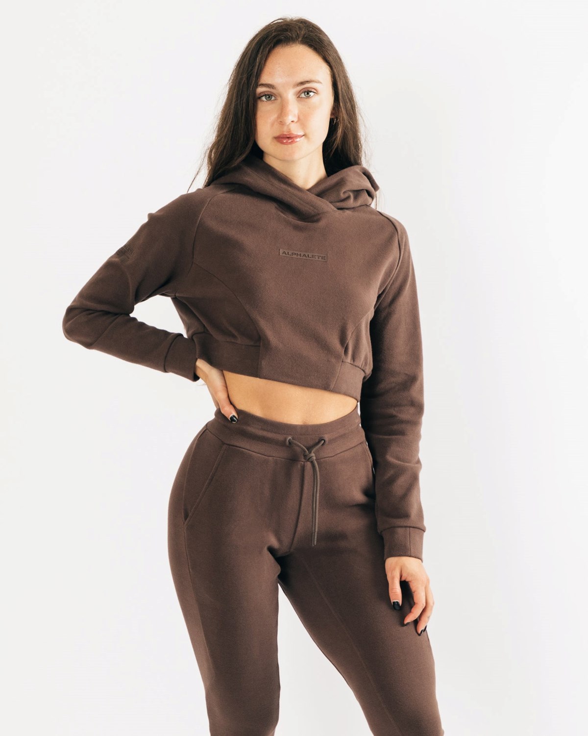 Alphalete Relaxed Single-Brushed Pullover Hoodie Cocoa Femme | OIO-89093194