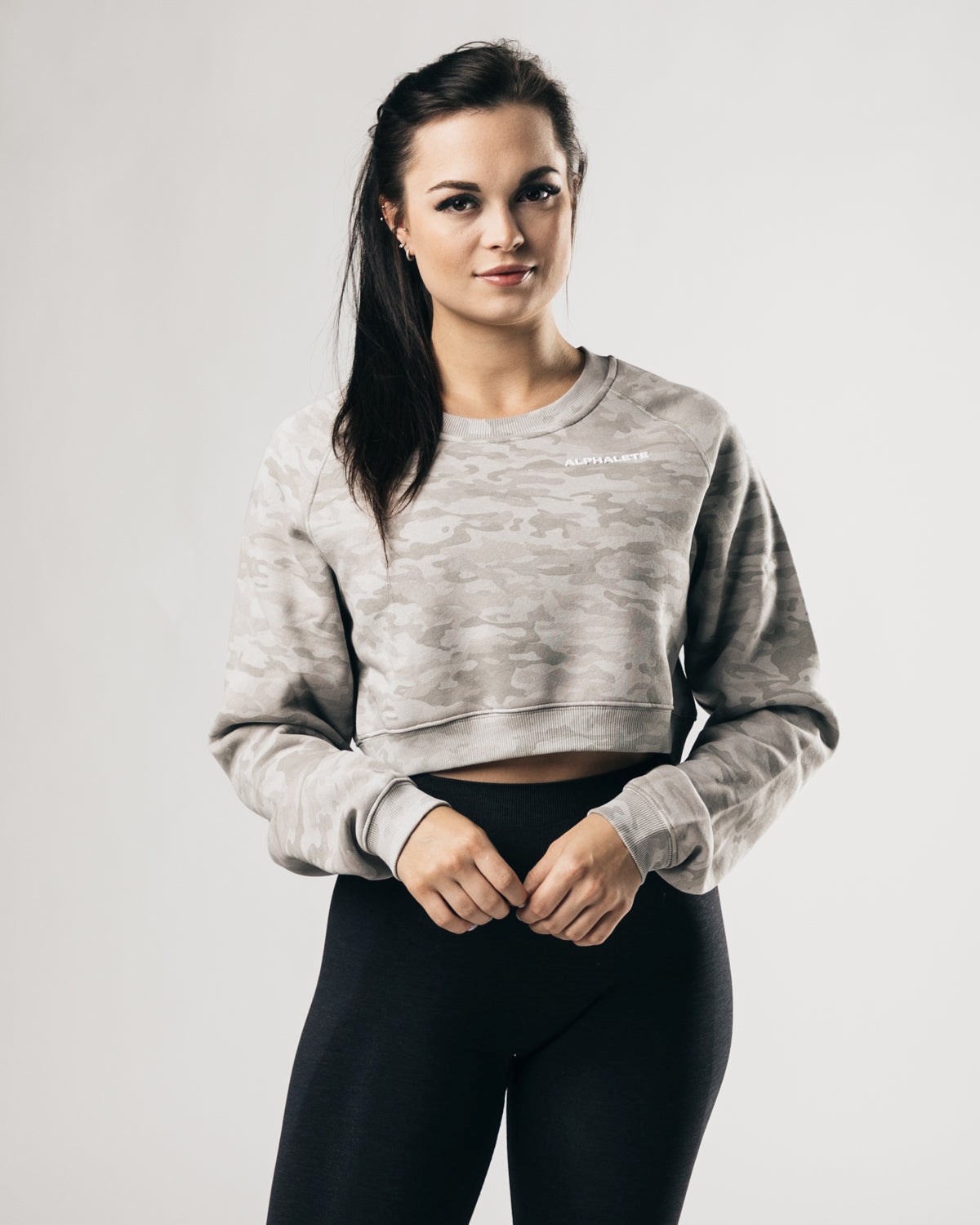 Alphalete Oversized Fleece Cropped Pull Argent Femme | URQ-65253830