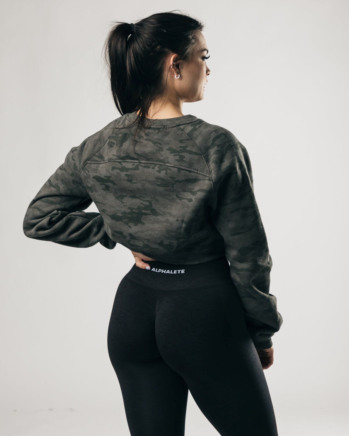 Alphalete Oversized Fleece Cropped Pull Vert Femme | OAJ-88938979