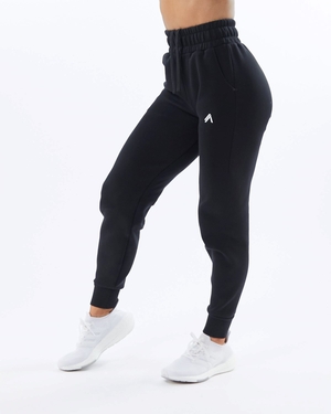 Alphalete Interlock Knit Cuffed Jogger Noir Femme | BJH-20805518