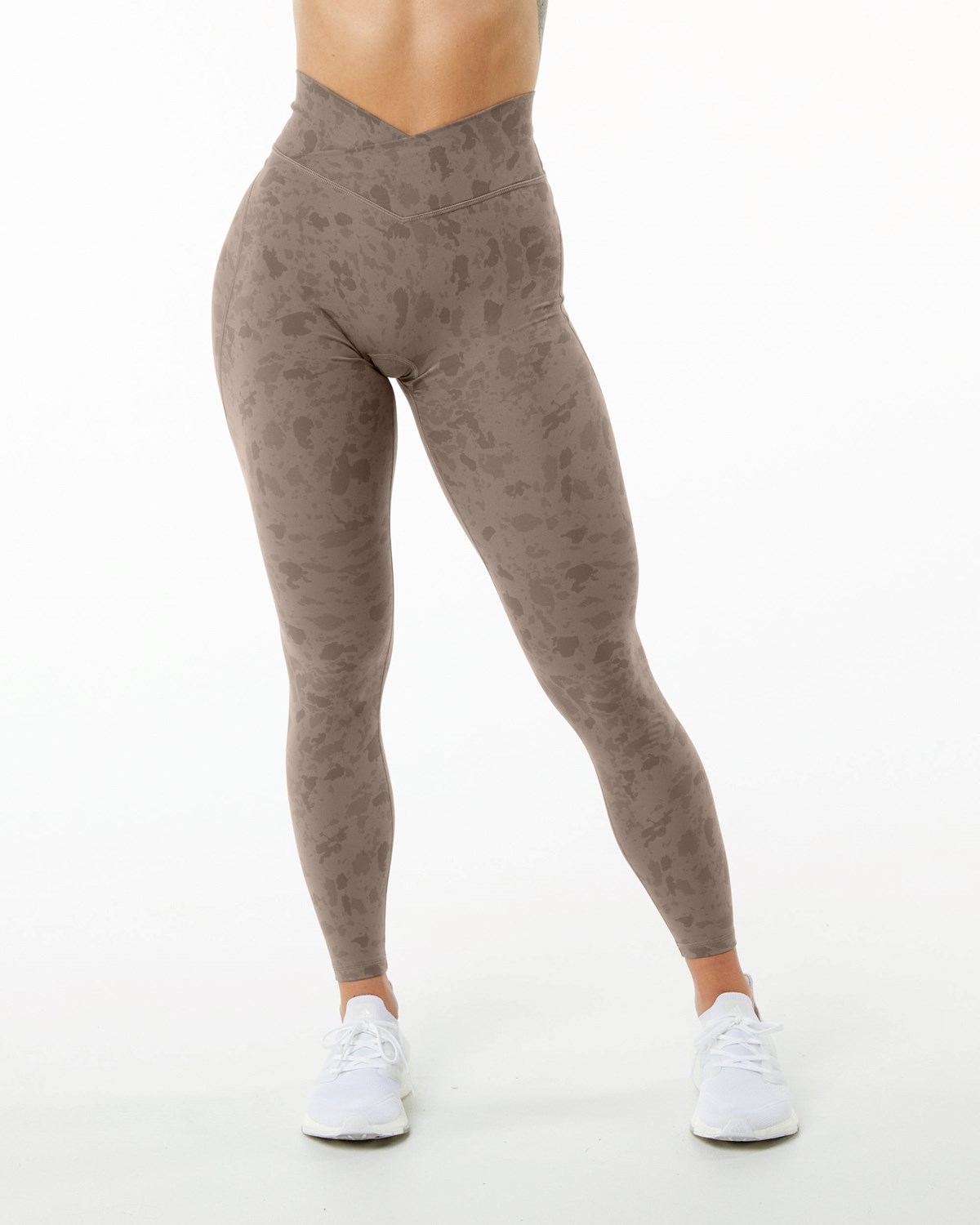 Alphalete Single Brushed Cross-Wrapped Legging Pebble Print Mocha Femme | ZWB-04602610