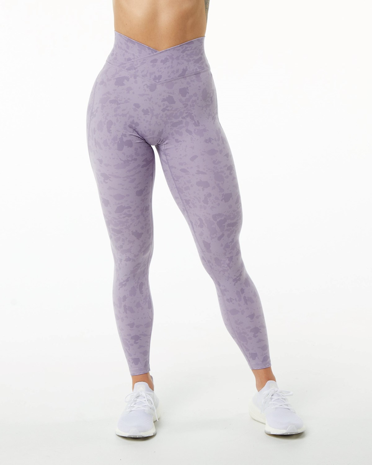 Alphalete Single Brushed Cross-Wrapped Legging Pebble Print Misty Lilac Femme | ACA-28866014