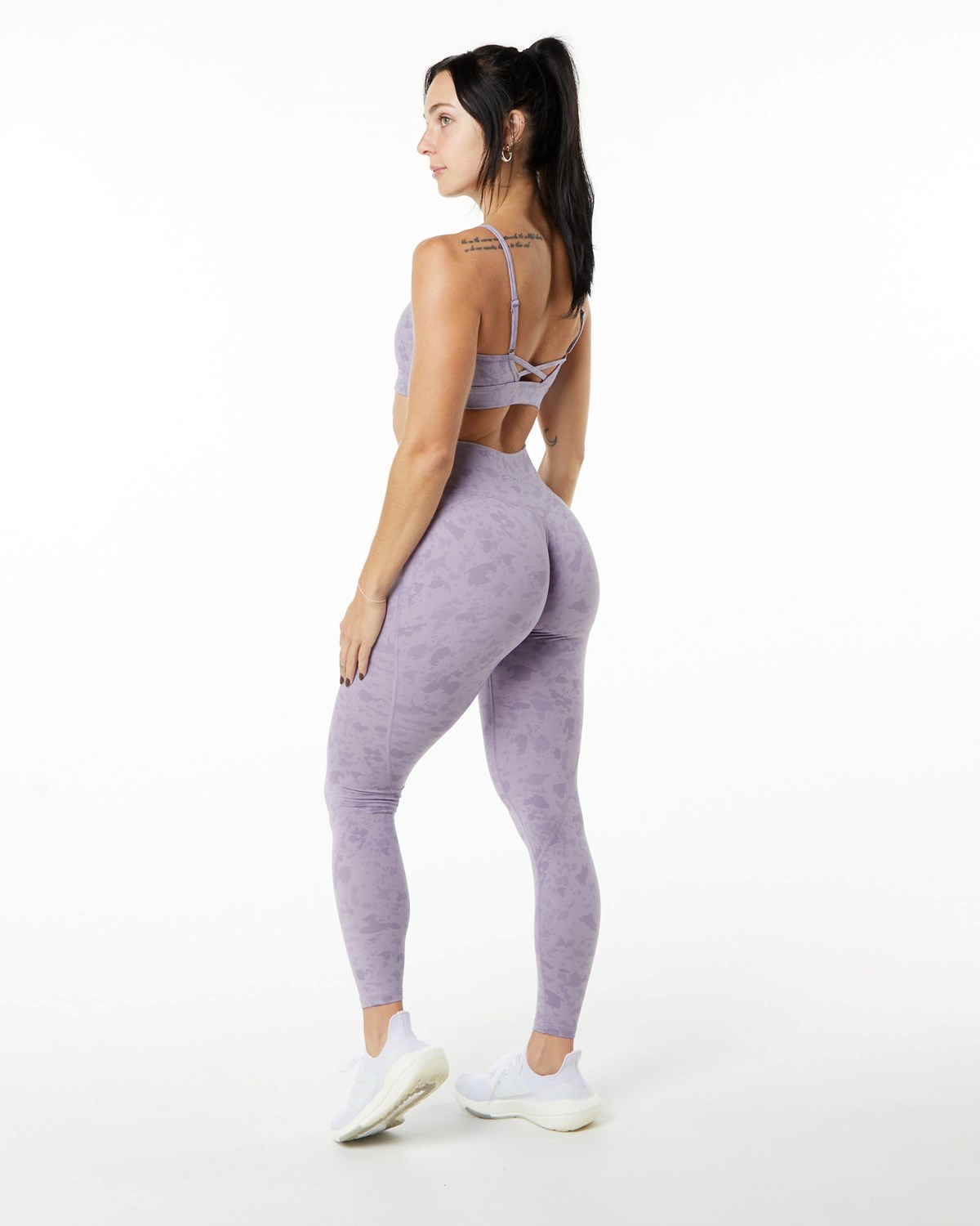 Alphalete Single Brushed Cross-Wrapped Legging Pebble Print Misty Lilac Femme | ACA-28866014