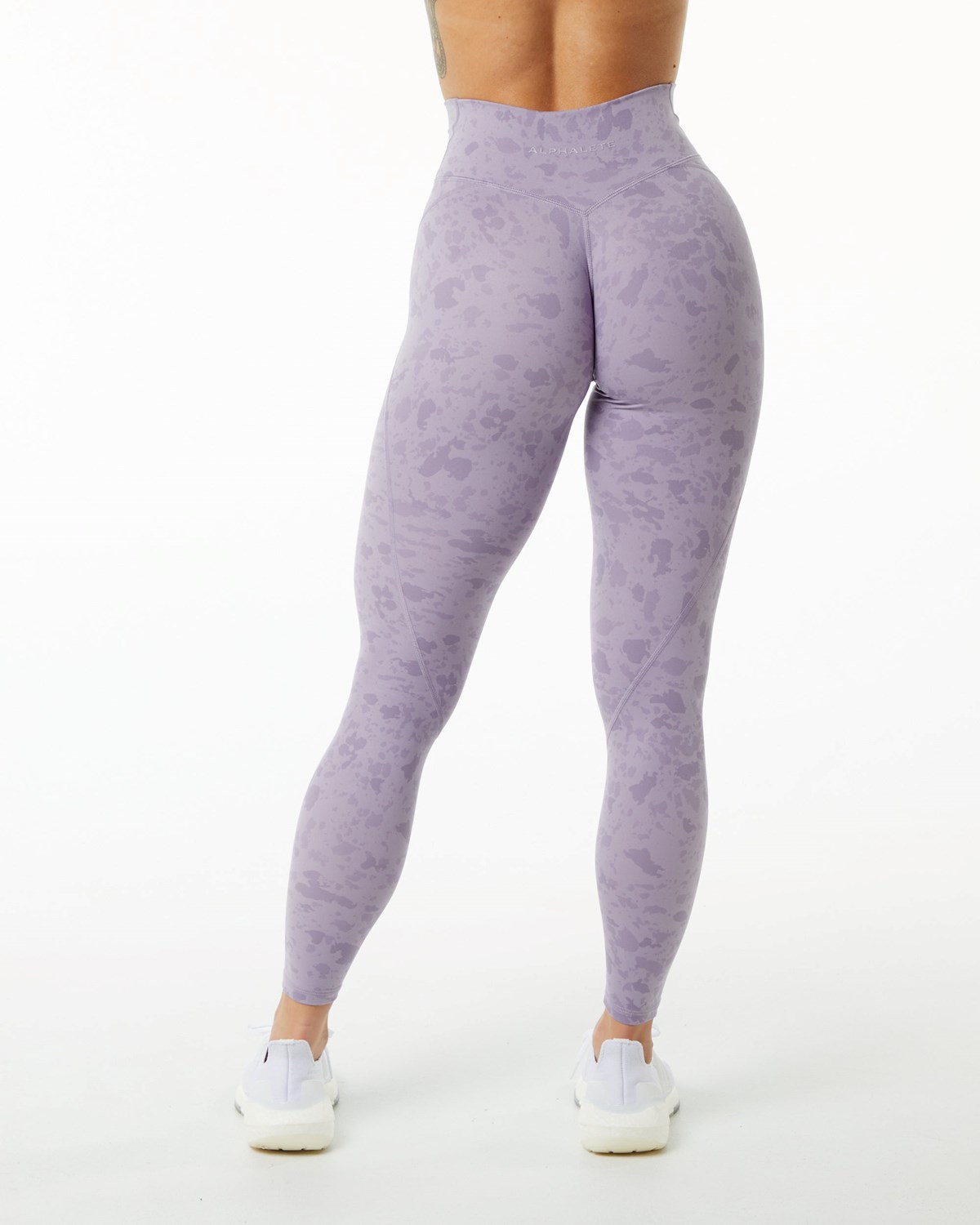 Alphalete Single Brushed Cross-Wrapped Legging Pebble Print Misty Lilac Femme | ACA-28866014