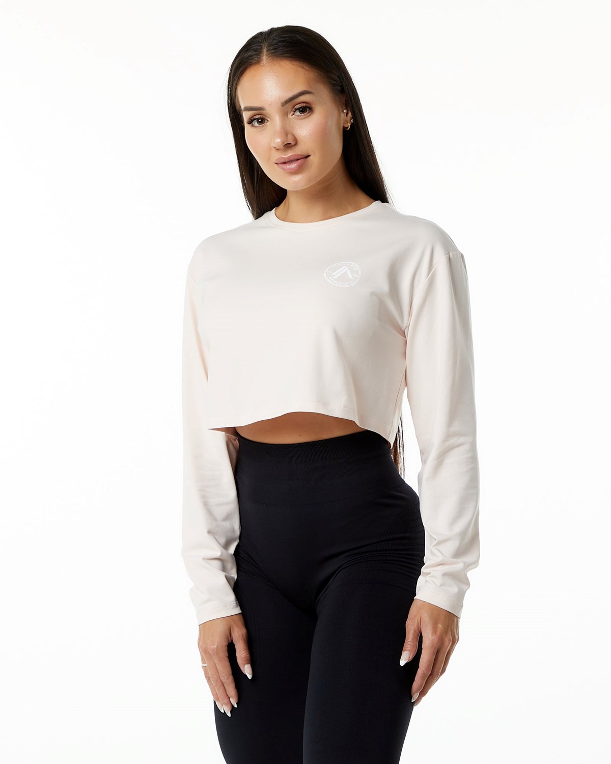 Alphalete Oversized Performance Long Sleeve Crop Blush Femme | ZCE-43295041