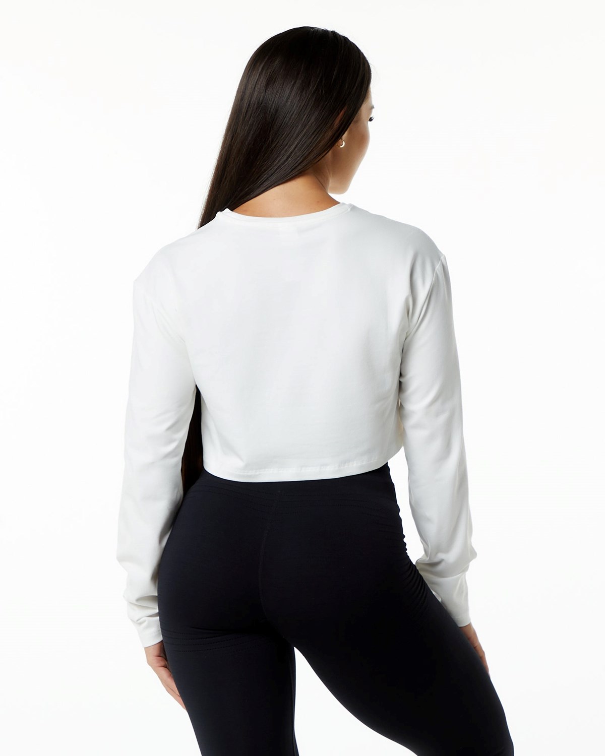 Alphalete Oversized Performance Long Sleeve Crop Blanche Femme | XTC-39139774