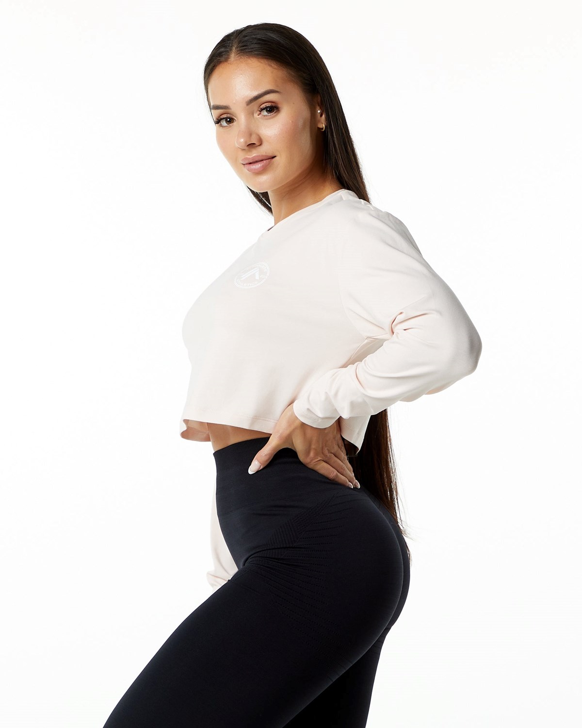 Alphalete Oversized Performance Long Sleeve Crop Blush Femme | ZCE-43295041