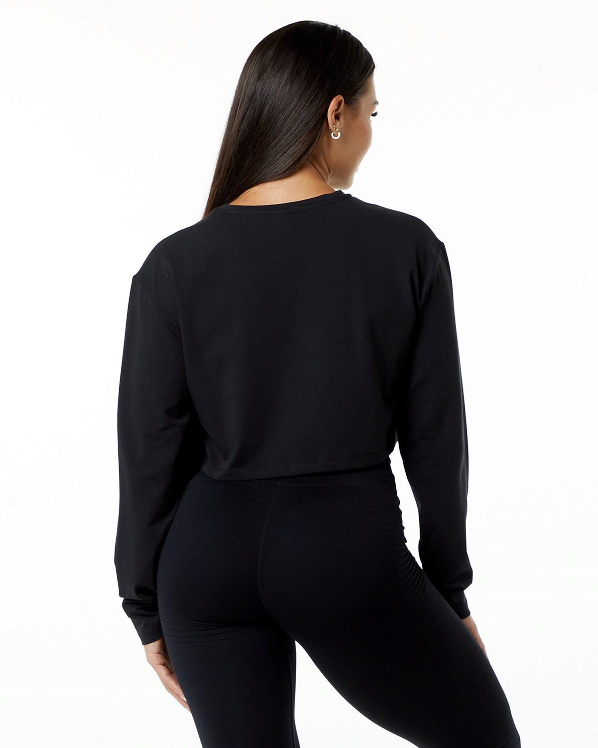 Alphalete Oversized Performance Long Sleeve Crop Noir Femme | LEV-18909672